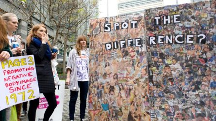 Campaigners protest against the Sun's Page 3 at News International's headquarters